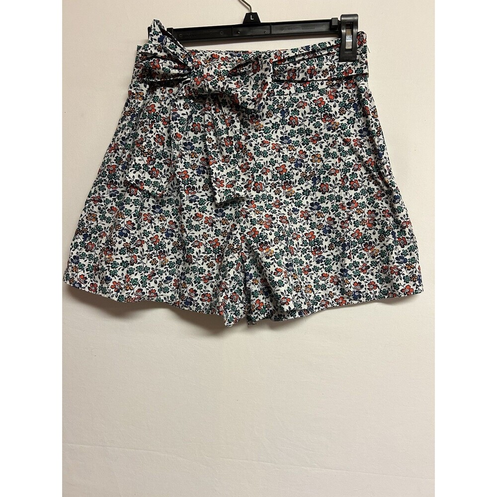 J. Crew Womens Sz 2 Shorts Pleated High Rise Waist Tie Belted Floral Multi Color